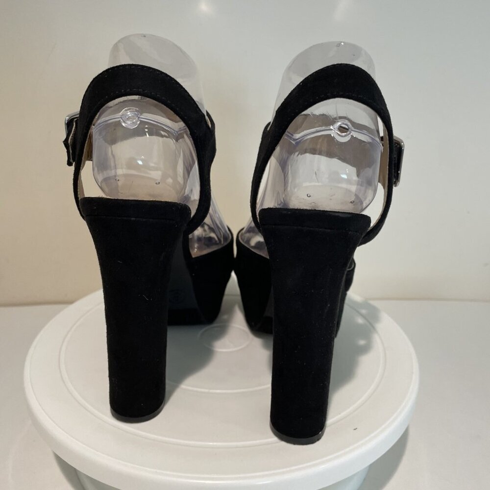 Vintage Y2K Candies Faux Suede Chunky Platform Heels Sandals Size 8 Black Funky - Picture 6 of 12